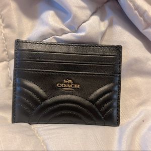 NWT Coach Deco Quilt Card Wallet-Black Leather